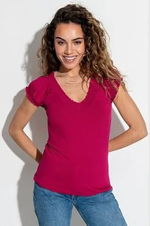 Pour Moi Payton Contrast Stitch Cap Sleeve Stretch Jersey Top