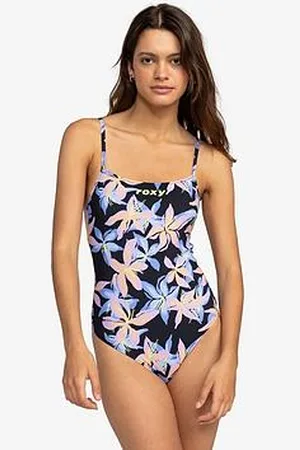 Roxy Womens Active One Piece Stretch Fabric Swimsuit - Charcoal