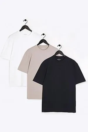 River Island 3Pk Regular Fit Plain T-Shirt - Multi