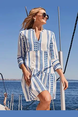 Sosandar Embroidered Cotton Smock Mini Dress - White/