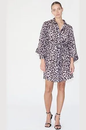 Religion Tunic Leopard Print Kimono Sleeve Shirt Dress
