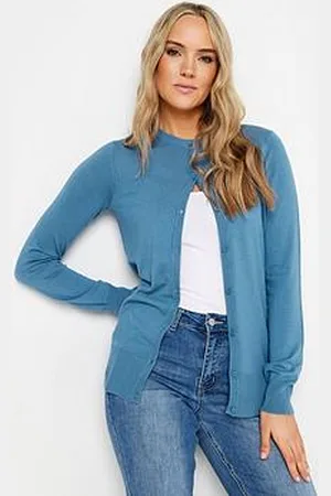 Long Tall Sally Tall Denim Crew Neck Cardigan