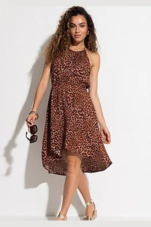Pour Moi Gold Chain High Neck Beach Dress Lenzing&Trade; Ecovero&Trade; Viscose Fibres