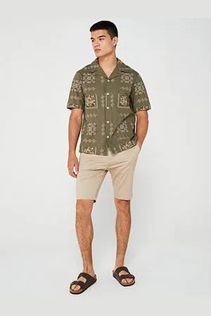 River Island Short Sleeve Mosaic Embroidered Shirt