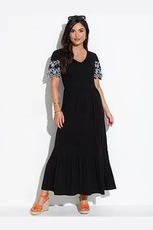 Pour Moi Nova Broderie Sleeve Crepe Jersey Midaxi Dress
