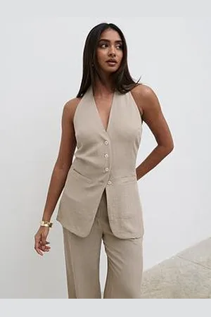 Pretty Lavish Remy Halterneck Waistcoat - Beige