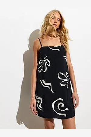 New Look Black Abstract- Slip Dress