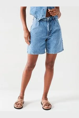 Very Pleat Soft Denim Longline Shorts