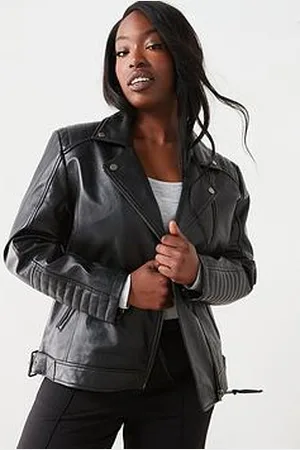 Very Quilted Detail Leather Jacket