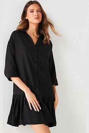 Very Gathered Hem Mini Shirt Dress
