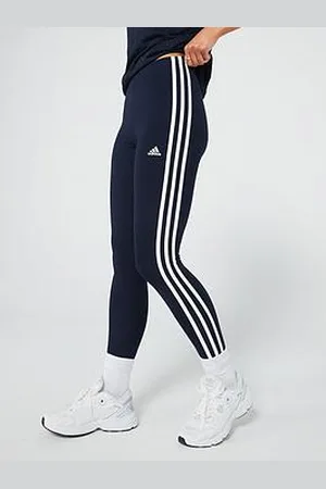 adidas Womens 3 Stripe High Waisted Legging - Navy/White