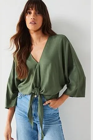 Very Tie Front Textured Blouse