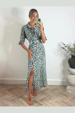 Style Cheat Animal Print Midi Shirt Dress