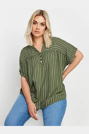 Yours Curve Stripe Notchneck Blouse