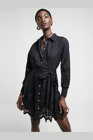 River Island Broderie Tie Waist Dress