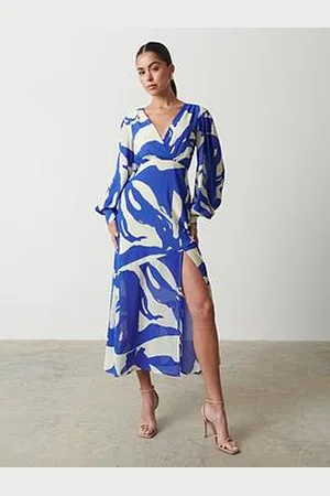 Pretty Lavish Lilianna Backless Balloon Sleeve Printed Dress - Abstract