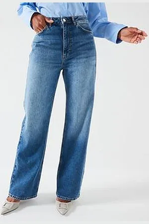 Very Soft Touch Denim Wide Leg Jeans - Midi Wash