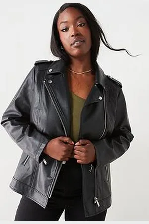 Very Longline Faux Leather Biker Jacket