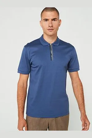 HUGO BOSS Polston 36 Regular Contrast Zip Mercerized Polo Shirt