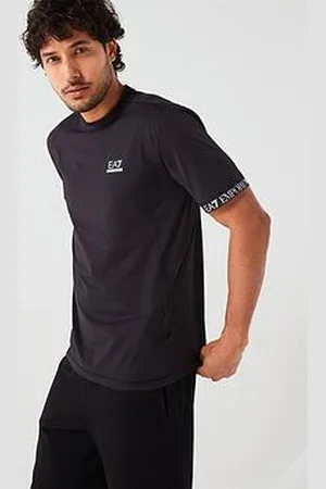EA7 Ventus Cuff Sleeve Poly T-Shirt - Dark Brown