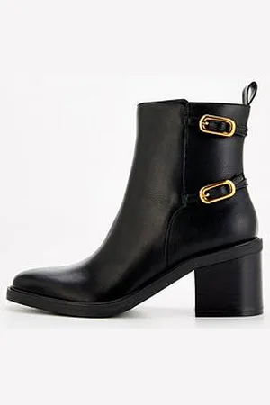 Very Double Buckle Block Heel Ankle Boot