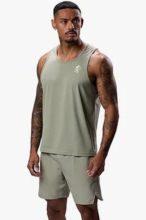 Gym King Mens Flex Vest - Soft Khaki