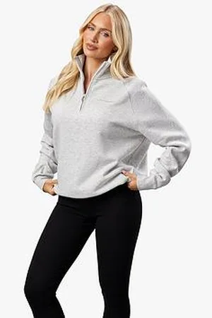 Gym King Womens 365 Full Zip Funnel Top - Smoke