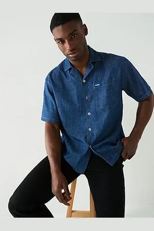 HUGO BOSS Eligino Oversized Denim Short Sleeve Shirt