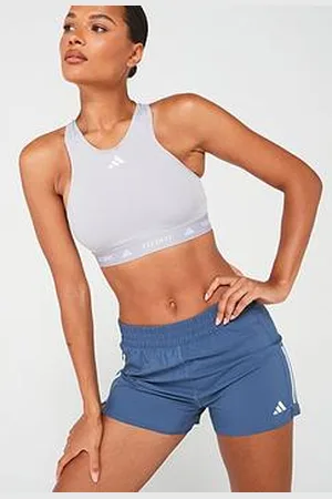 adidas Womens Training Tech Fit High Neck Medium Support Sports Bra - Grey