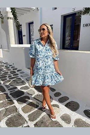 In The Style Hannah Brown Floral Frill Detail Mini Smock Dress