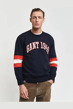 GANT Chest Logo Stripe Crew Sweat