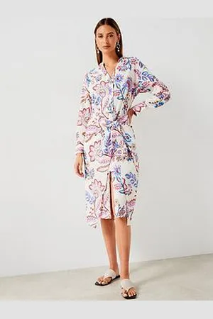 MANGO Floral Printed Tie Wrap Dress