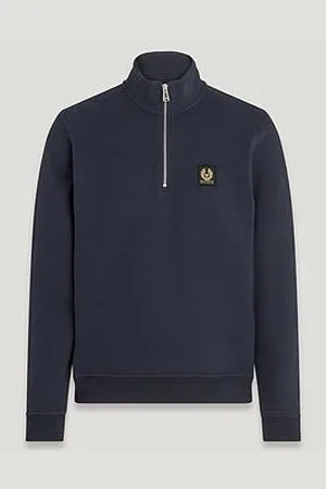 Belstaff Left Chest Patch Logo Regular Fit 1/4 Zip Sweatshirt