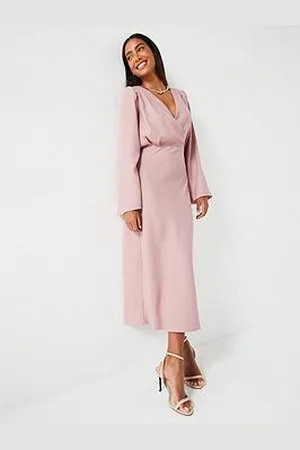 Very Fluted Sleeve Column Midi Dress