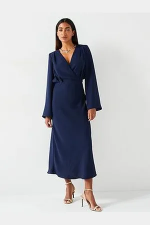Very Fluted Sleeve Column Midi Dress