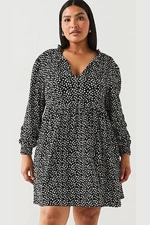 Very Jersey Crinkle Long Sleeve Mini Dress - Black
