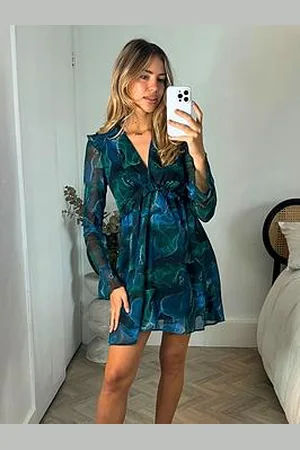 Style Cheat Marble Print Ruffle Mini Dress