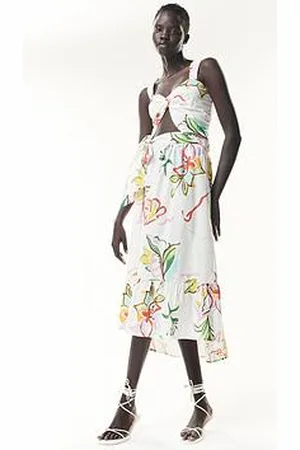 OLIVIA RUBIN Tess Painted Floral Midi Wrap Skirt