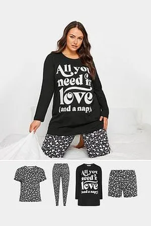 Yours Curve 4 Pack Love And Nap Long Sleeve Pj Set