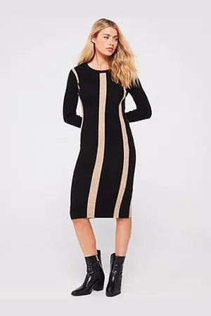 VERO MODA Rib Long Sleeve O-Neck Midi Dress