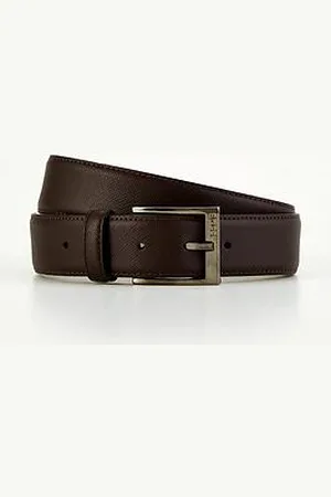 HUGO BOSS Elloy 3.5Cm Logo Keeper Saffiano Leather Belt