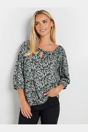 M&Co Petite Ditsy Keyhole Front Top