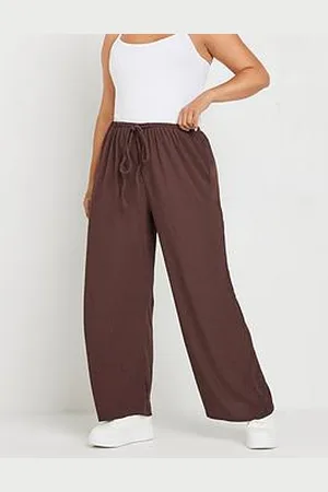 Yours Curve Textured Tie Waist Wide Leg Trouser