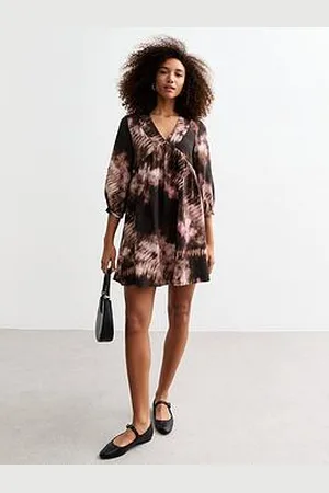 New Look Black Blur Mini Smock Dress