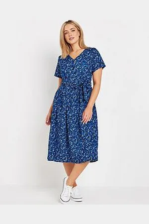 M&Co Spot Print Half Placket Midi Dress
