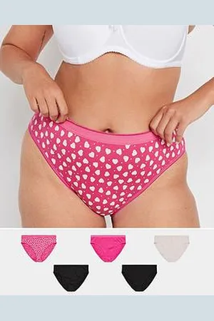 Yours Curve 5 Pack Heart Spot Print Hi Leg Brief