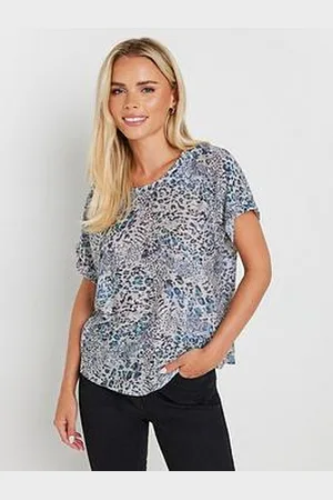 M&Co Petite Animal Burn Out Short Sleeve Top