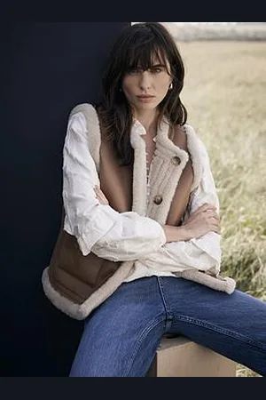 mint&berry Tan Bonded Collarless Gilet