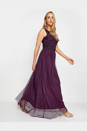Long Tall Sally V Neck Dress - Purple