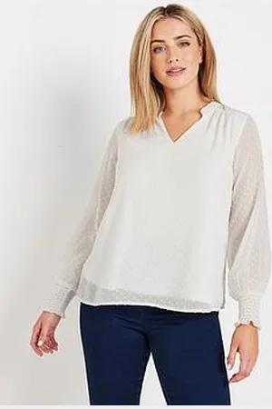 M&Co Long Sleeve Spot Detail Blouse
